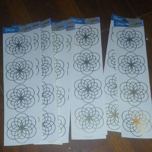 Decorative Gold and Silver Flower Decals
